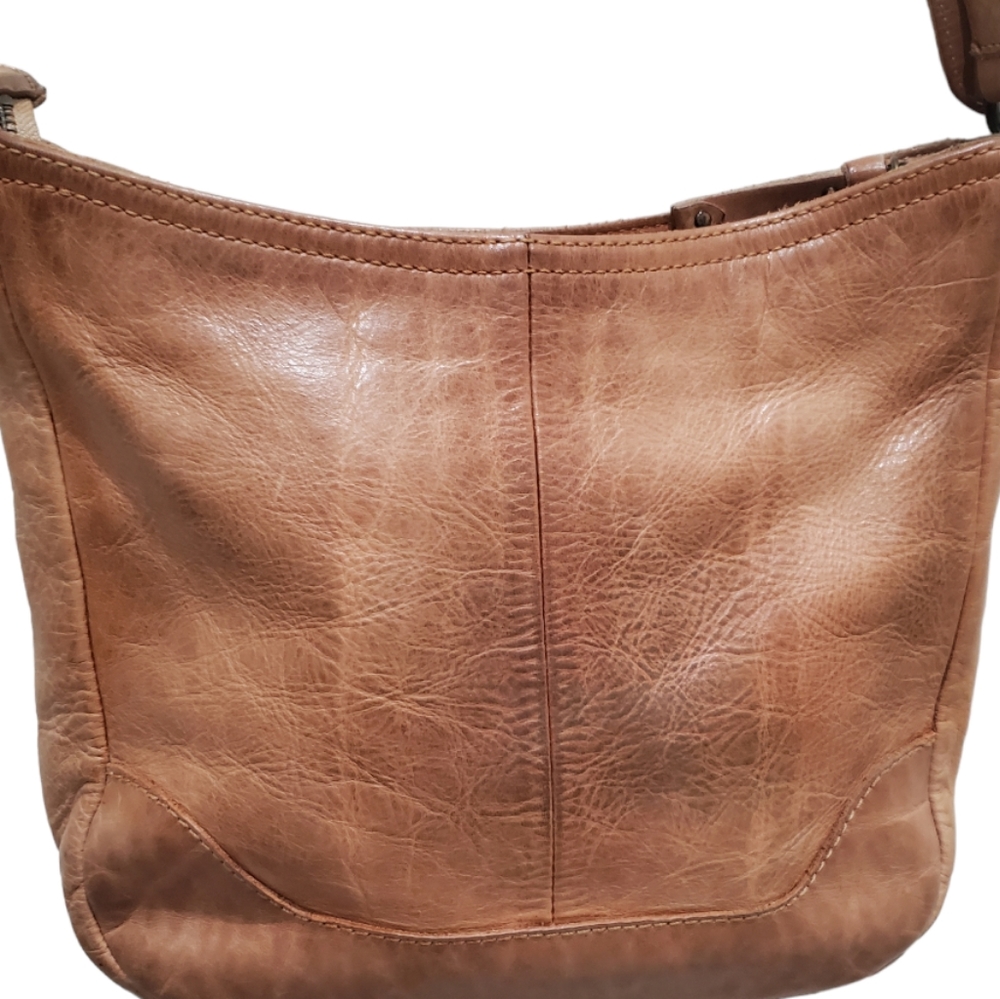 Frye Melissa Leather Bag Rustic Boho Distressed Western Everyday Purse Congac - Picture 13 of 14